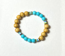 Load image into Gallery viewer, L &amp; J COLLECTION BRACELET: STACKER PASTEL W WOOD (BLUE)
