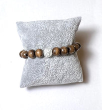 Load image into Gallery viewer, L &amp; J COLLECTION BRACELET: STACKER WOOD BEAD WITH LAVA STONE
