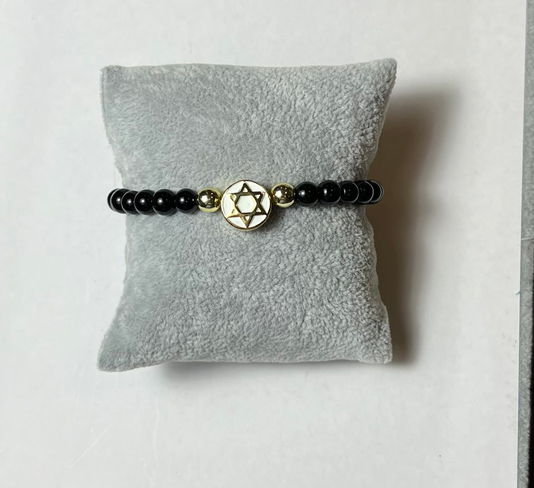 L & J COLLECTION BRACELET: STACKER JEWISH STAR (WHITE)