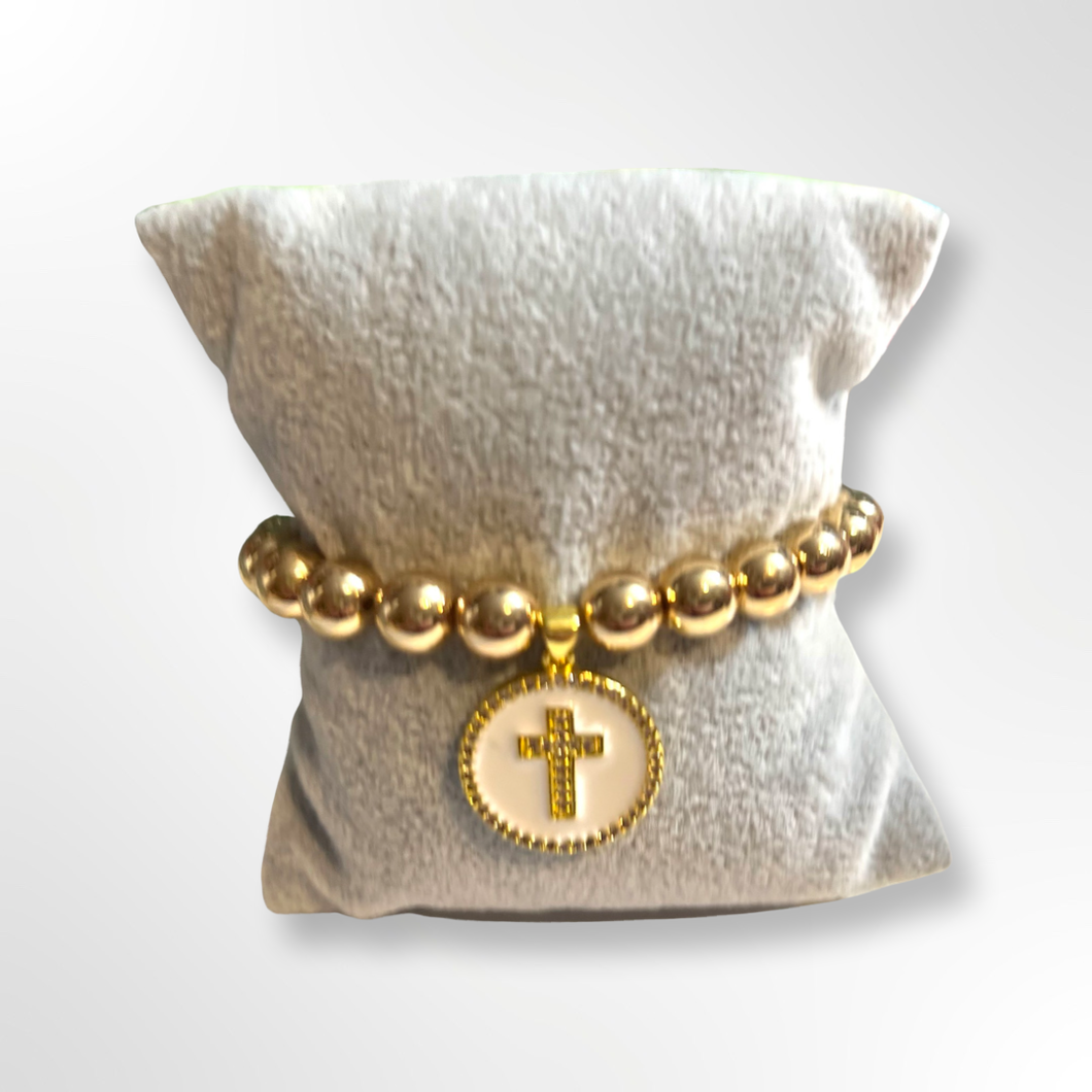 L & J COLLECTION BRACELET: STACKER CROSS CHARM