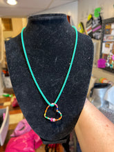 Load image into Gallery viewer, NECKLACE: ENAMEL CHAIN W FLOATING HEART (GREEN)
