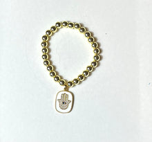 Load image into Gallery viewer, L &amp; J COLLECTION BRACELET: STACKER HAMSA ENAMEL DISC
