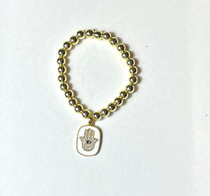 L & J COLLECTION BRACELET: STACKER HAMSA ENAMEL DISC