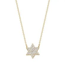 Load image into Gallery viewer, NECKLACE: PAVE JEWISH STAR (SILVER/GOLD)
