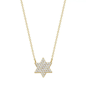 NECKLACE: JUADAICA PAVE JEWISH STAR (SILVER/GOLD)