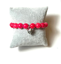 Load image into Gallery viewer, L &amp; J COLLECTION BRACELET: STACKER PUFFY HEART CHARM (ROSY RED)
