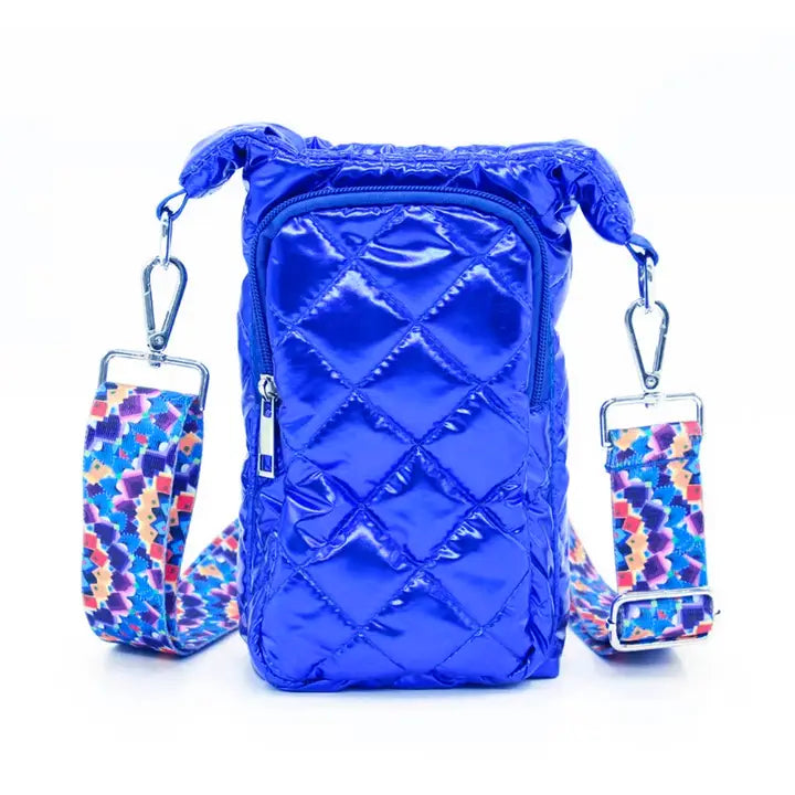 PUFFER: WATER BOTTLE CROSSBODY BAG (INDIGO BLUE)