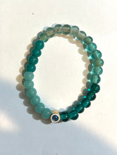 Load image into Gallery viewer, L &amp; J COLLECTION BRACELET: STACKER BLUE EYE GREEN CHARM

