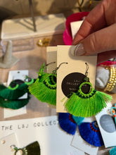 Load image into Gallery viewer, L &amp; J COLLECTION EARRING: FRING FAN (BRIGHT GREEN)
