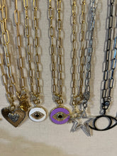 Load image into Gallery viewer, NECKLACE: PAPERCLIP CHAIN W PAVE EYE

