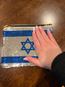 SEQUIN COIN PURSE: ISRAELI FLAG