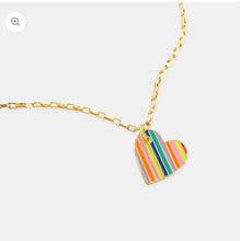 Load image into Gallery viewer, SALE NECKLACE: RAINBOW HEART BOX CHAIN
