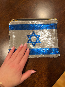 SEQUIN COIN PURSE: ISRAELI FLAG