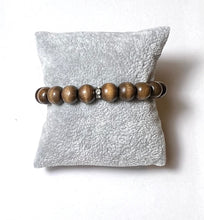 Load image into Gallery viewer, L &amp; J COLLECTION BRACELET: STACKER WOOD BEAD WITH PAVE RING
