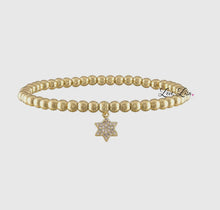 Load image into Gallery viewer, BRACELET: BEAD JEWISH PAVE STAR (SILVER/GOLD)
