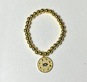 L & J COLLECTION BRACELET: STACKER DISC LUCK GOLD