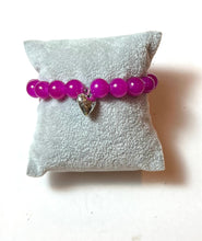 Load image into Gallery viewer, L &amp; J COLLECTION BRACELET: STACKER PUFFY HEART CHARM (BRIGHT PURPLE)
