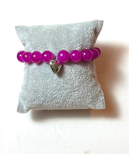 L & J COLLECTION BRACELET: STACKER PUFFY HEART CHARM (BRIGHT PURPLE)