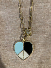Load image into Gallery viewer, NECKLACE: PAPERCLIP CHAIN W ENAMEL PEACE HEART (GOLD)
