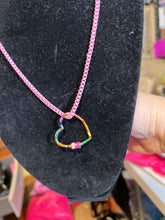 Load image into Gallery viewer, NECKLACE: ENAMEL CHAIN W FLOATING HEART (PINK)
