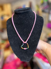 Load image into Gallery viewer, NECKLACE: ENAMEL CHAIN W FLOATING HEART (PINK)
