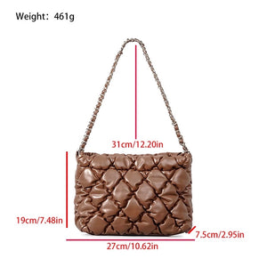 PUFFER: QUILTED CHAIN PURSE (COFFEE)