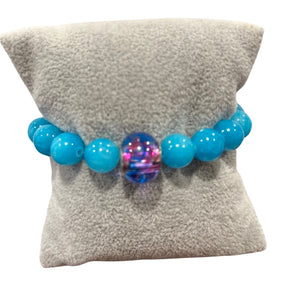 L & J COLLECTION BRACELET: STACKER GLASS SWIRL CHARM (BLUE)