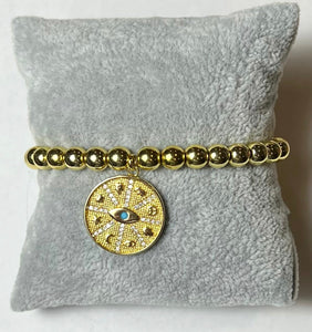 L & J COLLECTION BRACELET: STACKER DISC LUCK GOLD