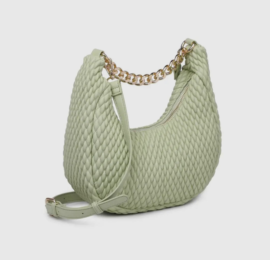 EVENING BAG: VEGAN TEXTURED CLUTCH (SAGE)