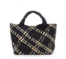 Load image into Gallery viewer, WOVEN NEOPRENE TOTE: BLACK TAN SILVER
