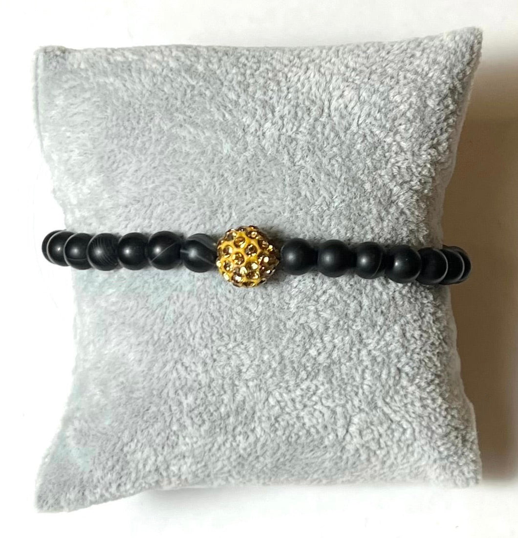 L & J COLLECTION BRACELET: STACKER PAVE GOLD BALL