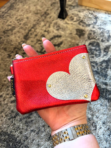 GENUINE LEATHER KEY CHAIN POUCH: HEART (RED)
