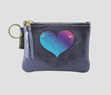 Load image into Gallery viewer, GENUINE LEATHER KEY CHAIN POUCH: HEART (BLACK)
