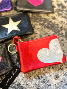 GENUINE LEATHER KEY CHAIN POUCH: HEART (RED)