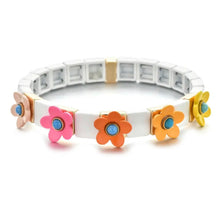 Load image into Gallery viewer, BRACELET: STRETCHY ENAMEL FLORAL (WHITE)
