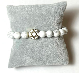 L & J COLLECTION BRACELET: STACKER JEWISH STAR (WHITE CHARM)