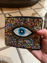 Load image into Gallery viewer, BEADED COIN PURSE:  RAINBOW EYE
