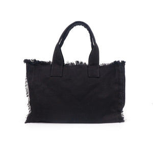 SALE CANVAS FRINGE TOTE MINI: BLACK