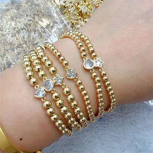 Load image into Gallery viewer, BRACELET: GOLD BEAD CIRCLE HEART STONE
