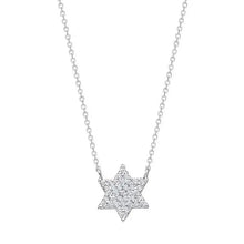 Load image into Gallery viewer, NECKLACE: JUADAICA PAVE JEWISH STAR (SILVER/GOLD)
