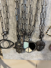 Load image into Gallery viewer, NECKLACE: PAPERCLIP CHAIN w PAVE HAMSA
