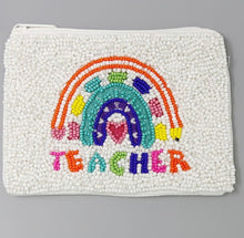 Load image into Gallery viewer, BEADED COIN PURSE: RAINBOW TEACHER
