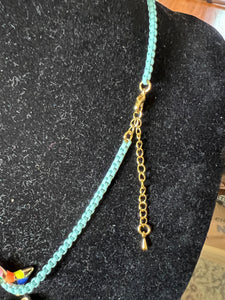 NECKLACE: ENAMEL CHAIN W FLOATING HEART (NAVY)