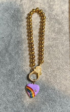 Load image into Gallery viewer, BRACELET: GOLD BEAD WITH ENAMEL HEART CHARM (CHOOSE COLOR)
