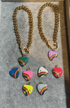 Load image into Gallery viewer, BRACELET: GOLD BEAD WITH ENAMEL HEART CHARM (CHOOSE COLOR)
