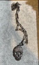 Load image into Gallery viewer, NECKLACE: PAPERCLIP CHAIN W PAVE SKULL
