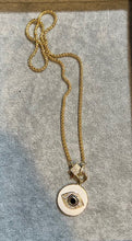 Load image into Gallery viewer, NECKLACE: PAPERCLIP CHAIN W ENAMEL EVIL EYE (WHITE)
