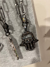 Load image into Gallery viewer, NECKLACE: PAPERCLIP CHAIN w PAVE HAMSA
