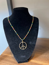 Load image into Gallery viewer, NECKLACE: ENAMEL CHAIN W PACE PEACE CHARM
