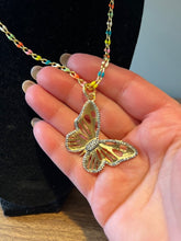 Load image into Gallery viewer, NECKLACE: ENAMEL CHAIN W PAVE BUTTERFLY
